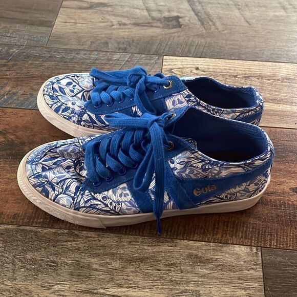 Gola x Liberty Quota Sneaker Royal Blue & White Floral - Picture 4 of 9